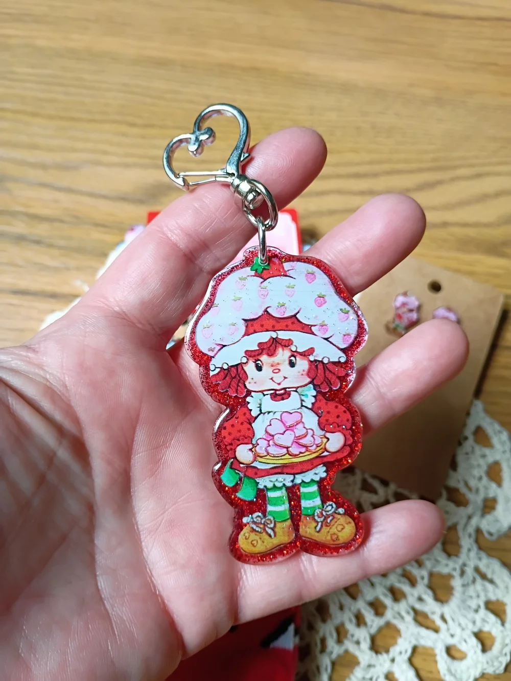Strawberry Socks, Keychain, And Earrings Set